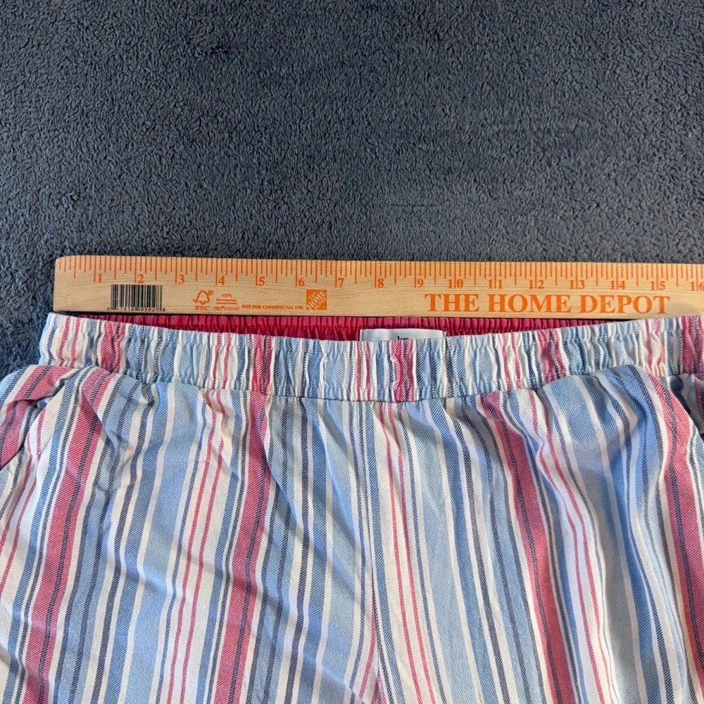 Karen Neuburger Striped Pajama Pants XL Cotton Blend Pink Blue White Soft Stripe